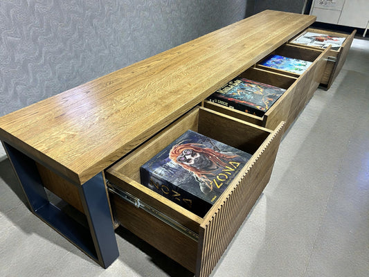 Solid Oak TV Stand with Drawers