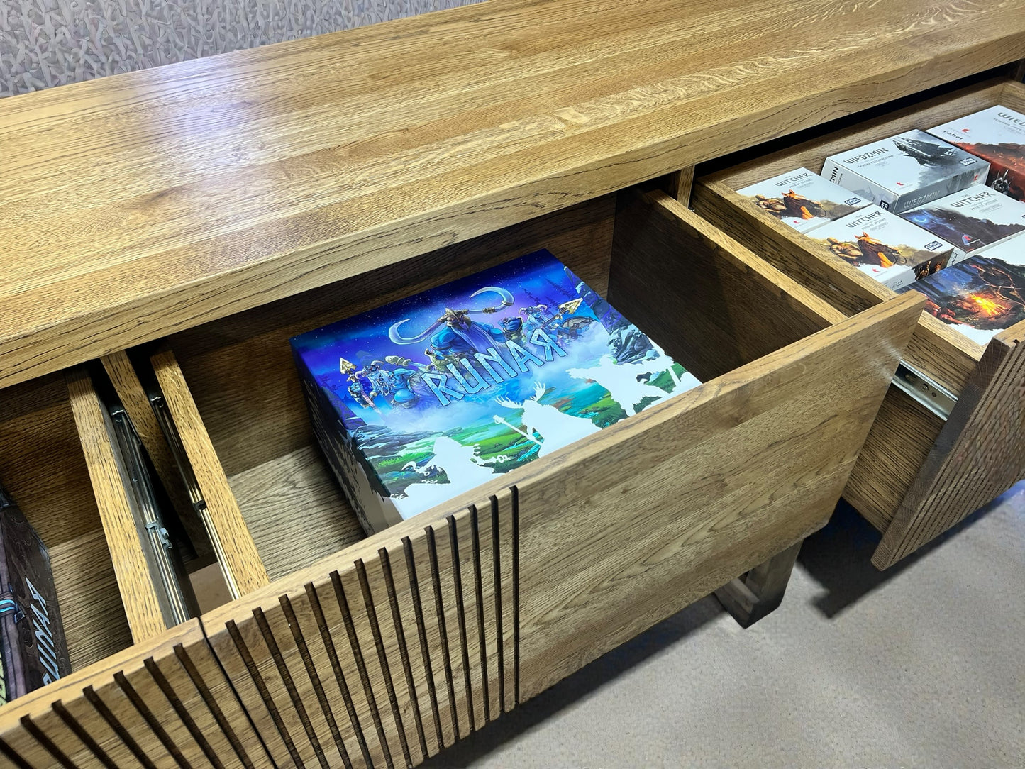 Solid Oak TV Stand with Drawers
