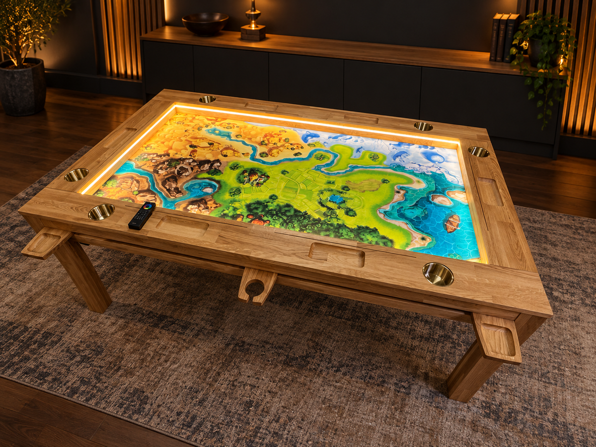 SOJOURN SLIDE – Extendable Board Game Table with Pull-Out Storage