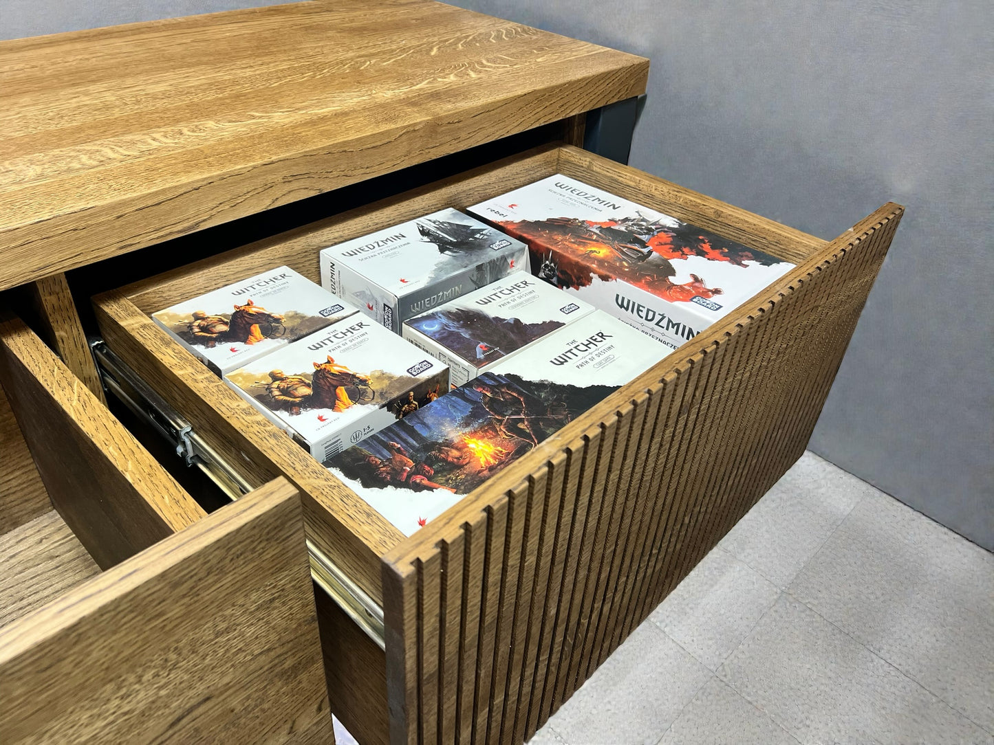 Solid Oak TV Stand with Drawers