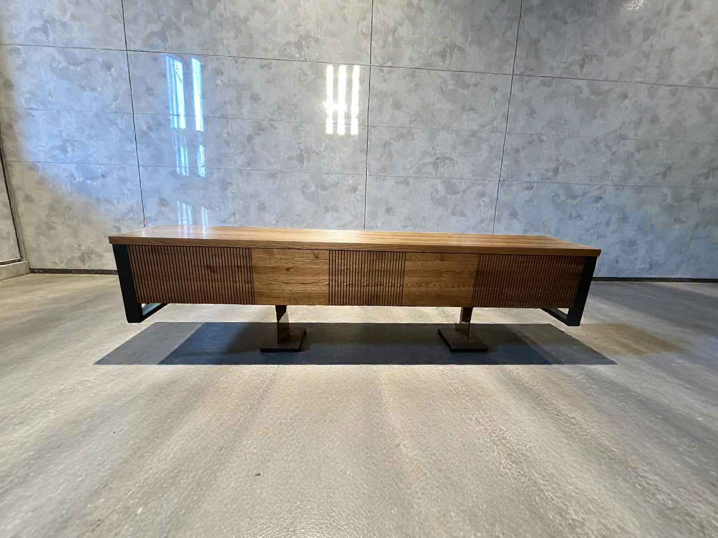 Solid Oak TV Stand with Drawers