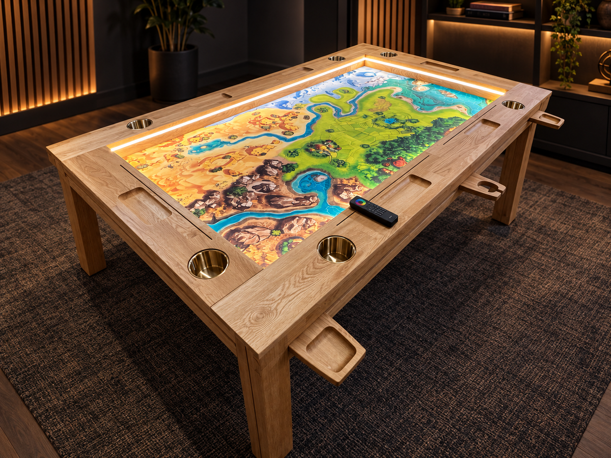 SOJOURN SLIDE – Extendable Board Game Table with Pull-Out Storage