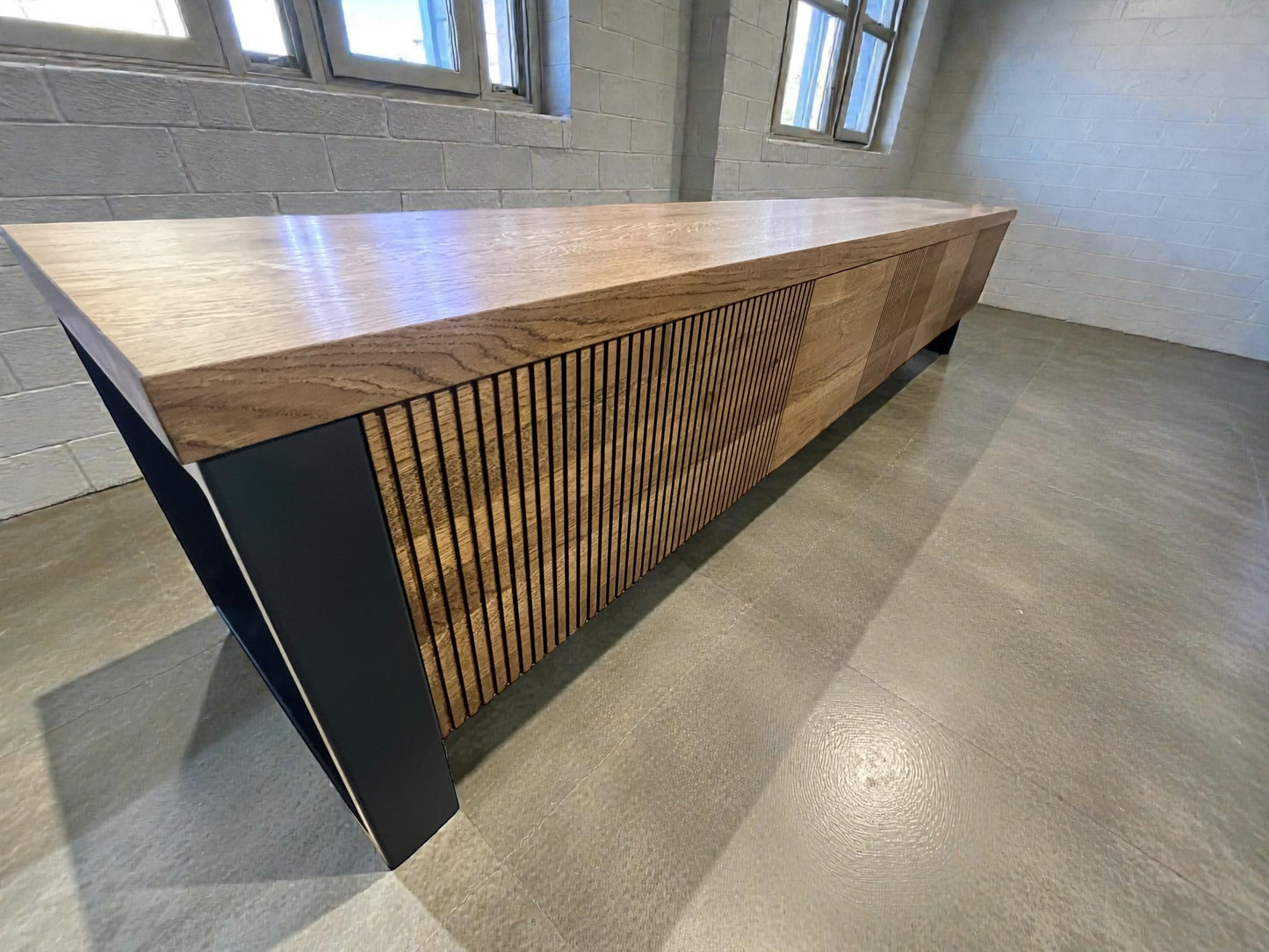 Solid Oak TV Stand with Drawers