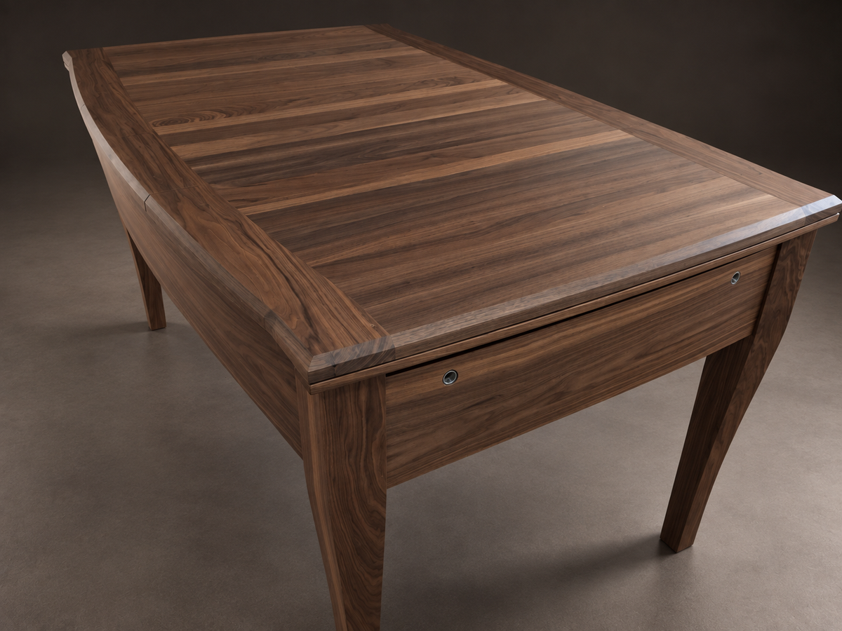 SIEGE American walnut dining tabletop and deep wooden apron