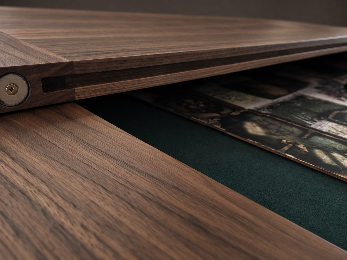Detail of SIEGE removable wooden dining leaf and guide