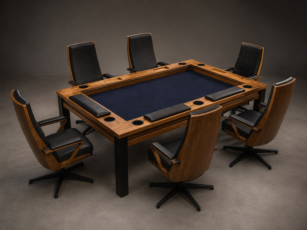 The Crown Chair concept render around a dining table